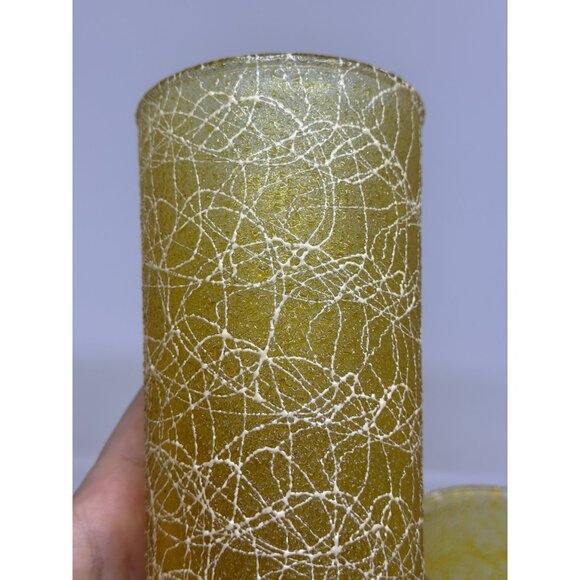 VTG 50s Rubber Spaghetti String Glass Tumbler MCM Beverage Cup Set Of 2 Barware - Picture 6 of 7